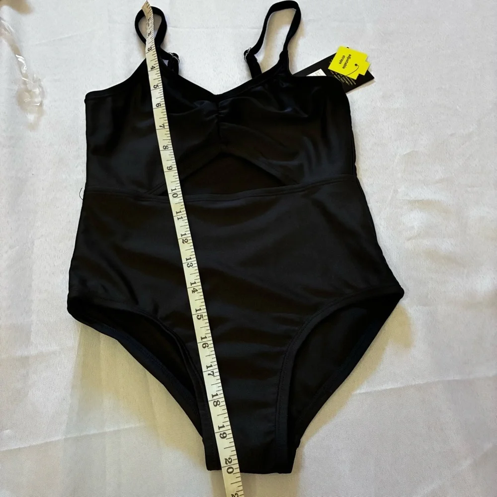 Art Class Girls Black Ruching Cutout Detail One Piece Swimsuit Size 8